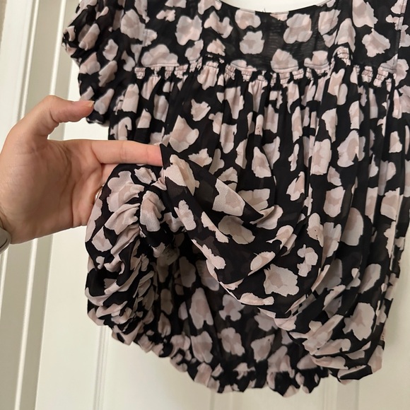 Free People Meg’s leopard print crop top black pink bubble hem mesh - Picture 10 of 10